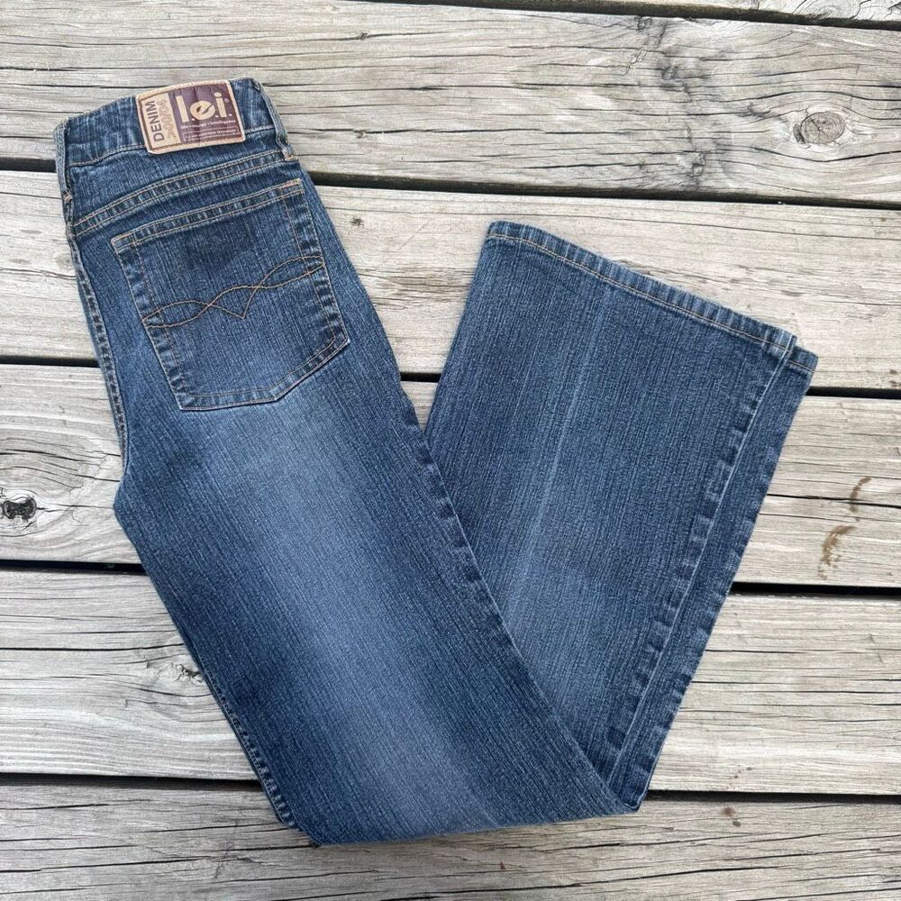 Vintage Blue Denim Lei Low Rise Flare Jeans Y2K